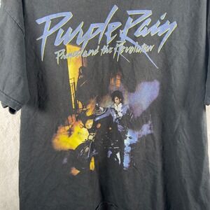 Prince Purple Rain Graphic Tee Shirt Mens Black Short Sleeve Crew Neck Large